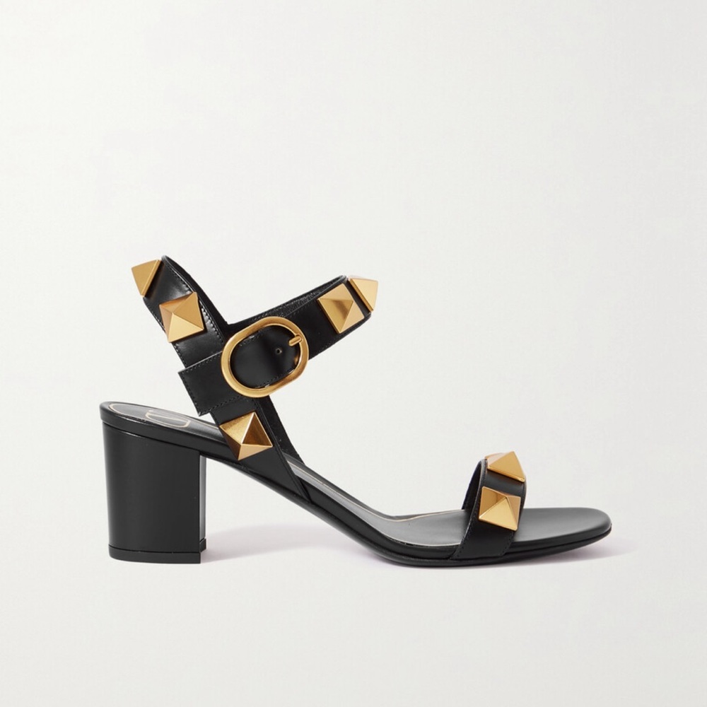 Authentic Valentino Garavani Roman Stud Leather Sandals, Size 40